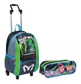 Mochila Escolar Max Steel Tam G Rodinhas 18y + Estojo 2018