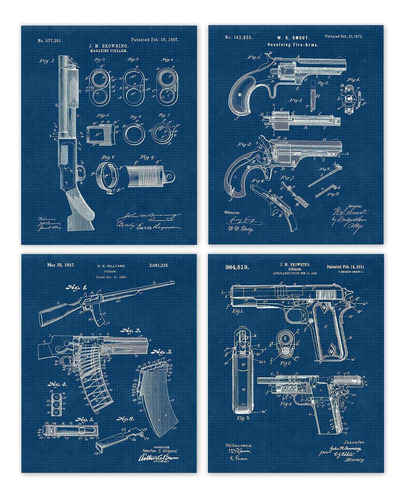 Vintage Remington Patent Prints, 4 (8x10) Unframed Photos, .