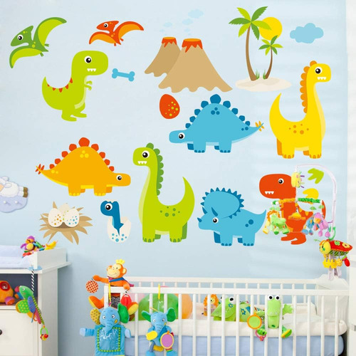 Lindos Adhesivos De Pared De Dinosaurios De Dibujos Animados