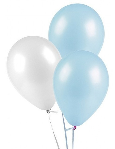 100 Globos Latex Azul Cielo Numero 9