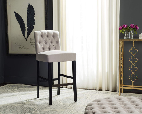 Maisie 31 Tufted Taburete Bar Madera Marron Topo