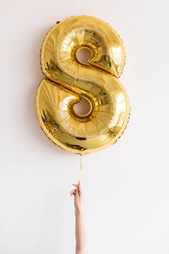 Balão Número Metalizado 16 Pol Dourado - Escolha Seu Número Cor 8 Dourado