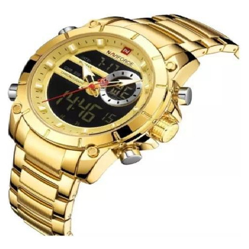 Relógio Masculino Naviforce 9163 Dourado Digital 48mm