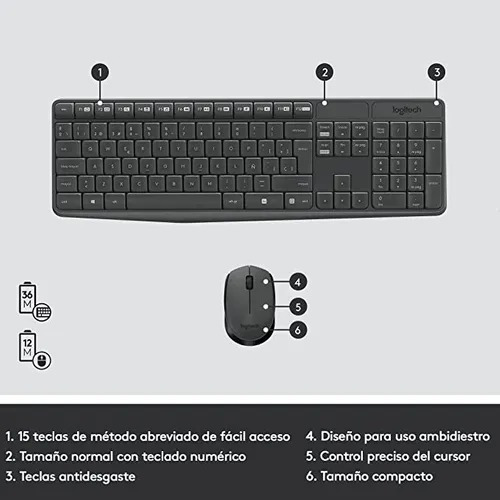 Logitech Mk235 Kit De Teclado Y Mouse Inalámbrico Español