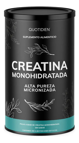 Creatina Monohidratada Micronizada en Polvo Quotidien | Alta Pureza Certificada | Con Scoop Dosificador - Creatine Monohydrate Pre Entreno - Platinum - Creatina Mujer / Hombre - Gym - 450g
