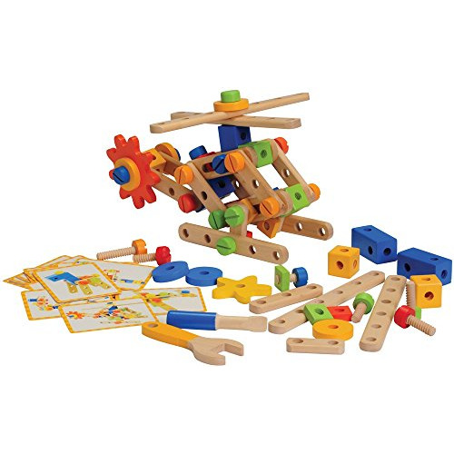 Constructive Playthings Wood Stress Nut And Bolt Builder Wit