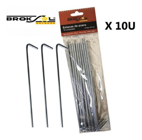Estacas De Hierro Zincado Carpa Gazebo Camping X 10 Unidad