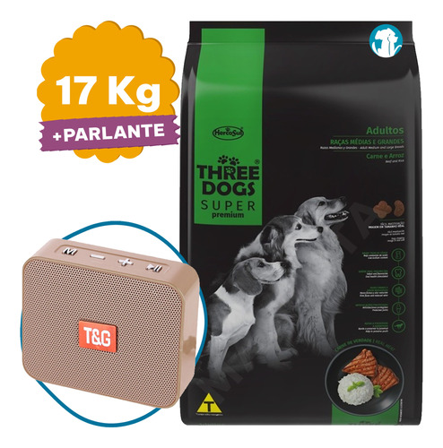 Three Dogs Super Premium Perro Adulto 17 Kg + Regalo + Envío