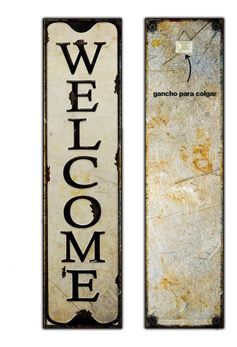 #12 - Cartel Decorativo Vintage - Welcome Hogar No Chapa