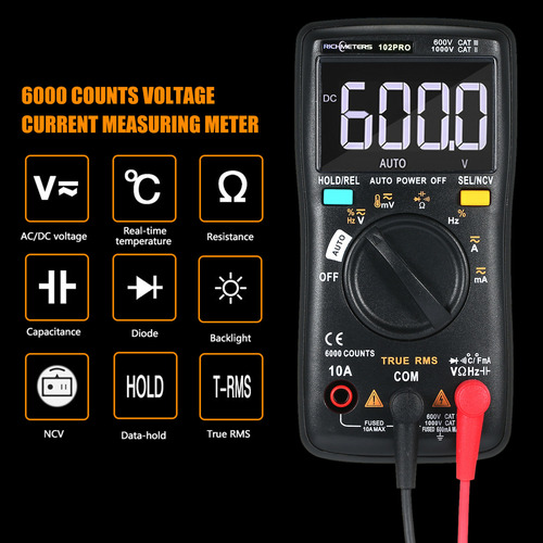 Medidor De Capacitancia/temperatura Voltímetro De Luz Ac/dc