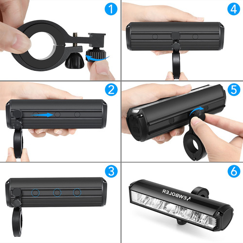 6000 Lúmenes 10000mah Ipx5 Luz Para Bicicleta Con 2 Soporte