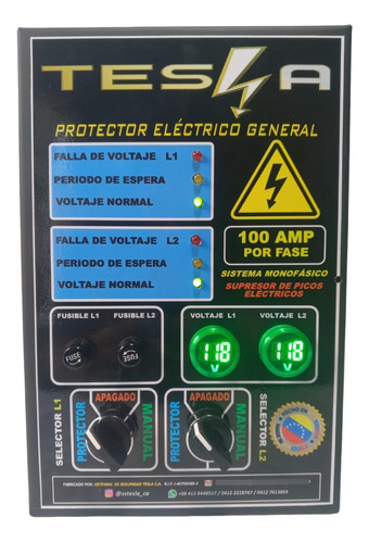 Protector Electrico Tesla (monofasico 110/220 Vac) 100 Amp