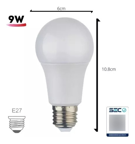 Pack X 10 Ampolleta Led E27 9w Luz Cálida/ Luz Fría