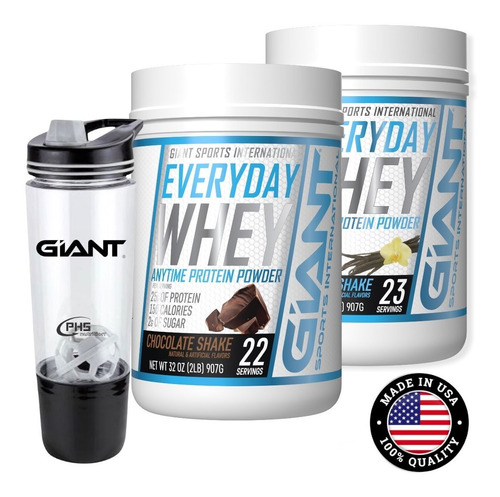 Proteina Everyday Giant  / Pack 2 Botes De 2 Lbs Y Shaker 