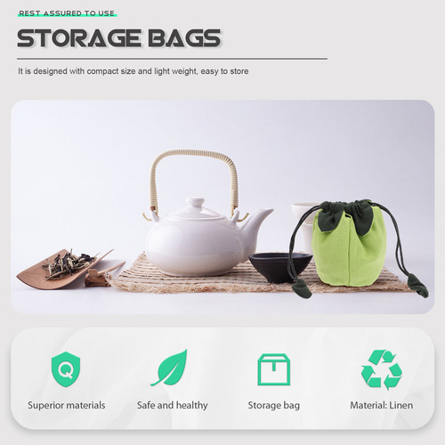 Bolsa De Almacenamiento Portátil Para Utensilios De Té, 2 Pi