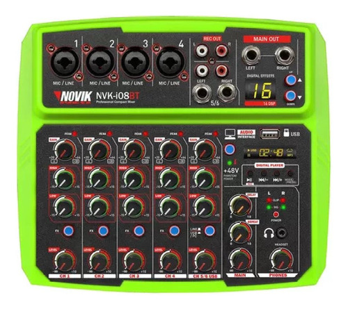 Consola Mixer Con Interfaz Usb Novik Neo Nvk I08bt Verde