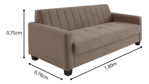 Sofá Fixo 3 Lugares 180cm Bilbao Castor Ifwt