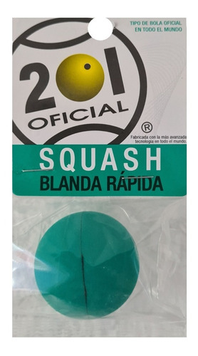Pelota Para Squash Blanda Rápida 201 Oficial Verde 