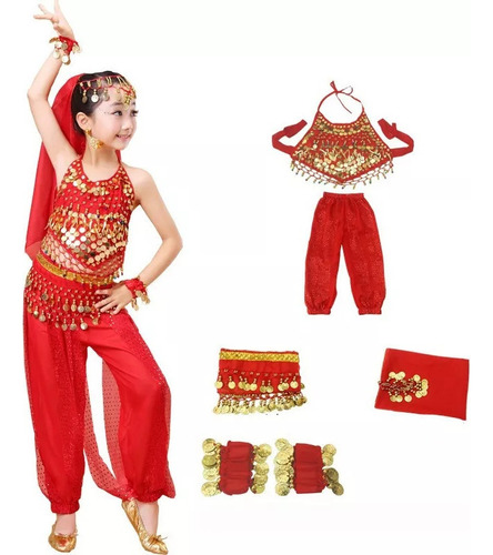 Trajes De Bellydance Árabe Pantalon + Top + Cadena Cintura A