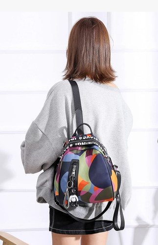 Bolsa Mochila Mujer Juvenil Cierre Antirrobo Back Pack Bk027 Color Multicolor