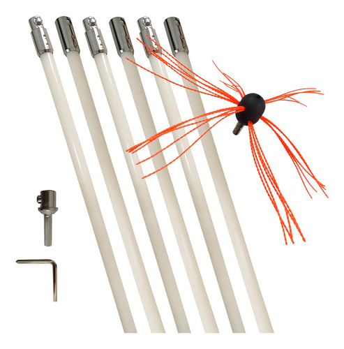 Cepillo De Limpieza Para Chimenea, Chimenea, Barrido, Látigo, Herramientas De Limpieza De 20 Pies, Sistema Giratorio De Varillas Flexibles, Kit De Taladrado