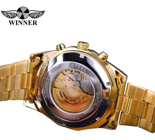 Imagen 5 de 6 de Winner Men Reloj Automático Con Diseño De Calavera Luminosa