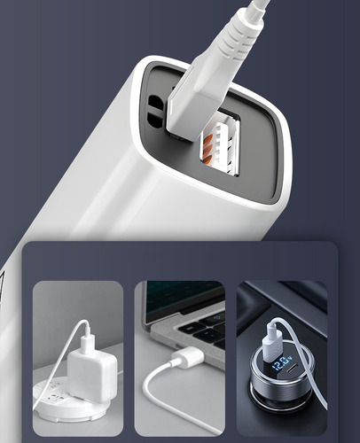 Linterna Led Mini Recargable Usb Con Power Bank Para Camping