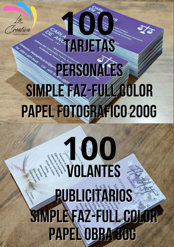 100 Tarjetas Personales+100 Volantes Publicitarios.lanus