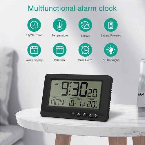 Reloj Despertador Digital Con Pantalla Lcd Y Alarma De Viaje