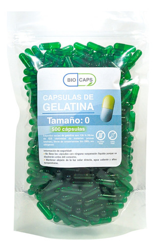 Capsulas Vacias De Gelatina Verde Transparen Nro 0 (500 Und)