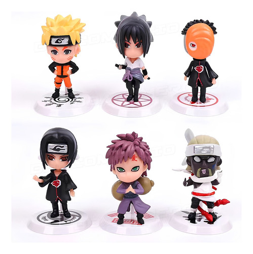 Kit 6 Bonecos Action Figure Anime Naruto Itachi Sasuke 7cm