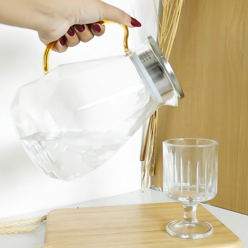 Jarra De Vidro London 1,8 Litros Com Tampa Em Inox