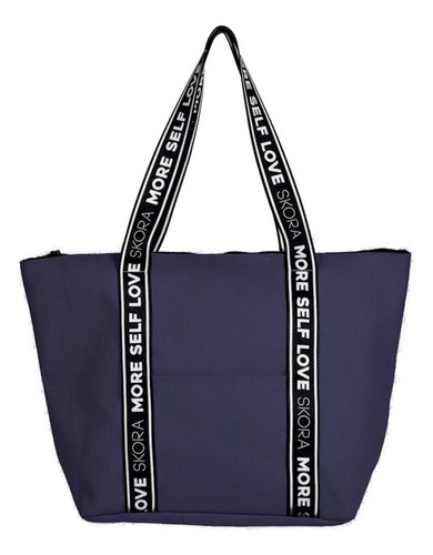 Bolso Con Bolsillo Delantero Azul Marino Liso