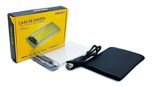 Imagem 2 de 2 de Case Para Hd Externo Transparente Notebook Sata 2.5 Usb 3.0
