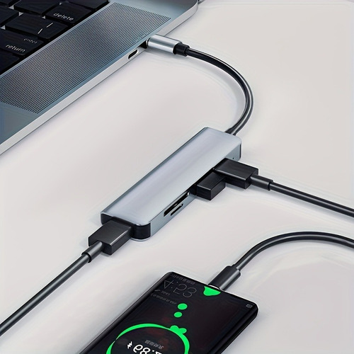 Hub 5 En 1 Adaptador Usb C/a Puertos Usb3/usb2/sd/tf Mac Pc