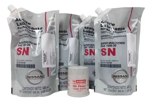 4lts Aceite 10w30 Y Filtro De Aceite Nissan Versa 2016