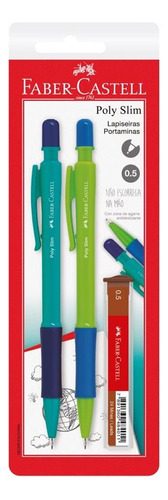 Kit Faber Castell Lapiseira Poly Slim + Grafite 0.5mm Cor Azul