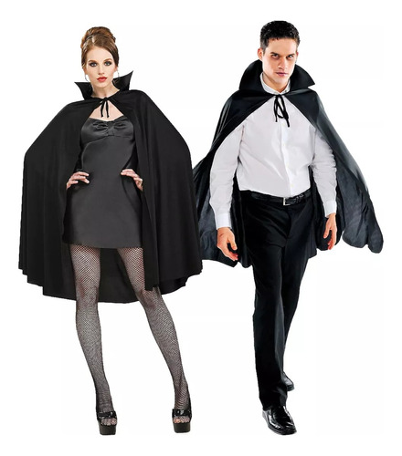 Capa Negra Dracula Corta  Disfraz 80cm Vampiro Halloween
