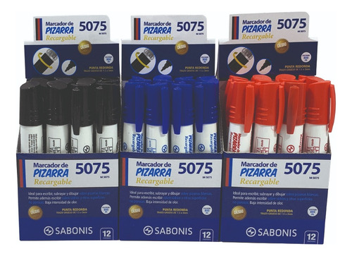 Marcador Para Pizarra Blanca Sabonis 5076 Recargable 12 Pcs