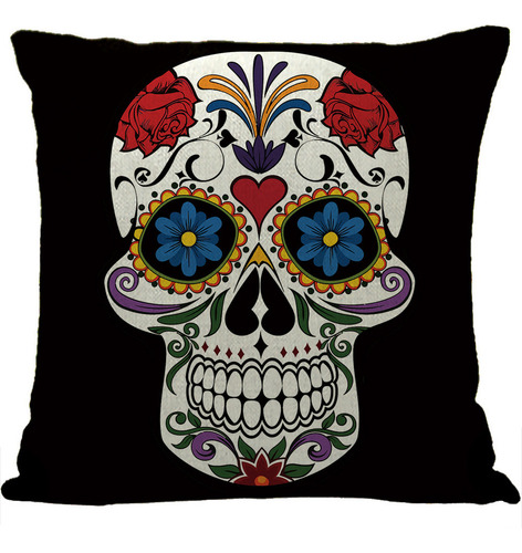 4 Fundas De Almohada Con Calavera Del Día De Los Muertos