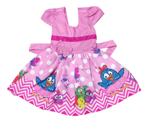 Vestido Galinha Pintadinha Rosa Temático Personagem