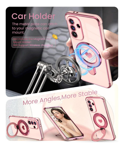 For Samsung Rudo Uso Funda Silicona Mujer Soporte Magnética Rosa For Galaxy A36