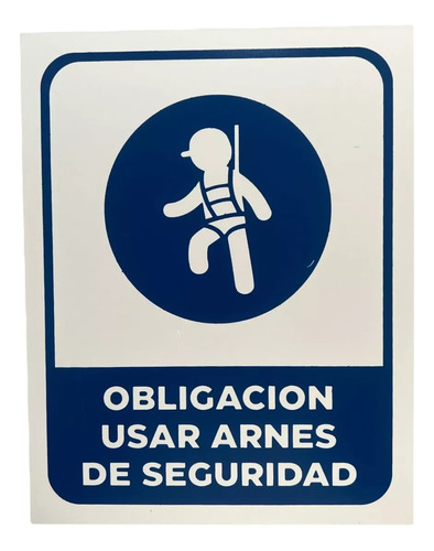 Cartel Obligación Usar Arnés De Seguridad 22x28 Alto Impacto