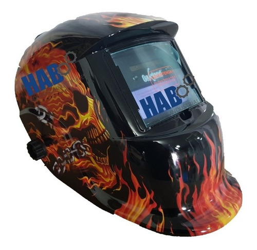 Careta Electronica Para Soldar Auto Oscurece Fuego Calavera