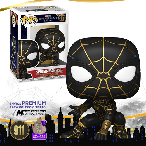 Imagen 8 de 8 de Funko Pop Spider Man Negro Dorado #911 No Way Home Original