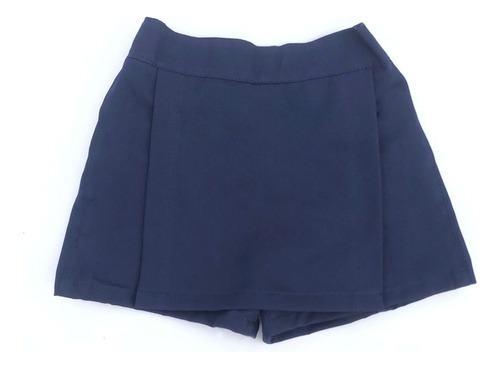 Short Con Falda Niña Colegial Gabardina Azul Talles 12a 16