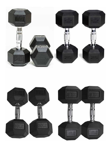 Set 8 Mancuernas Rubber Hex Dumbbell Fit 20lb 25lb 30lb 35lb