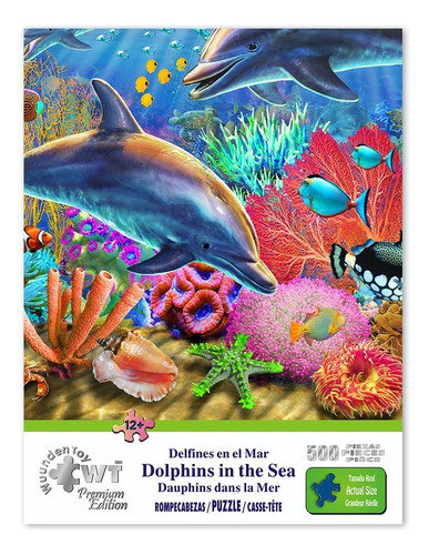 Rompecabezas De 500 Piezas Diversión Con Delfines En El Mar