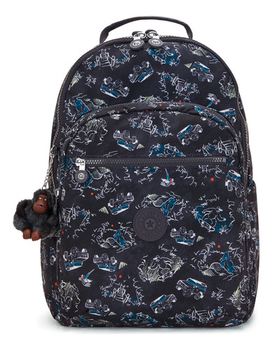 Kipling Mochila Seoul Lap Grande Nueva 100% Original Jungle Fun Race Estampada