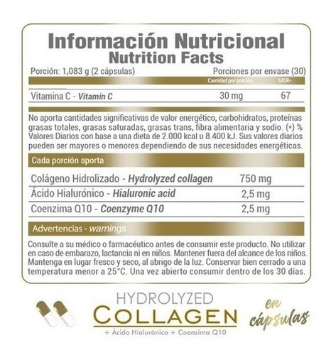 Imagen 2 de 3 de Colageno Hydrolizado Age Biologique Ac Hi Q10 Vitc 60caps X3